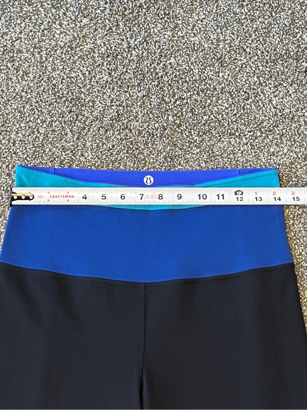 lululemon athletica Black Foldover Groove Pants with Blue Waistband Size 8 - Picture 7 of 9